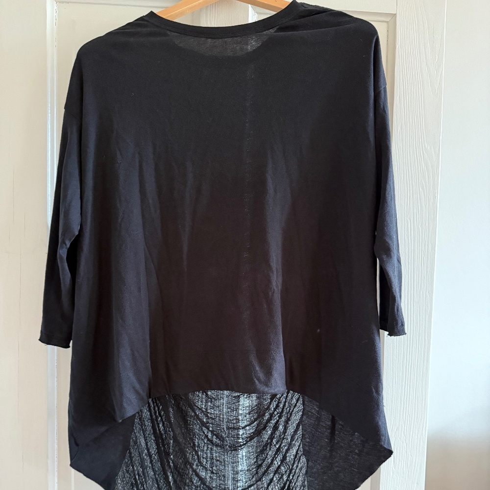 Raquel Allegra Cocoon Tee 3/4 Sleeves Black Sz 2 or M